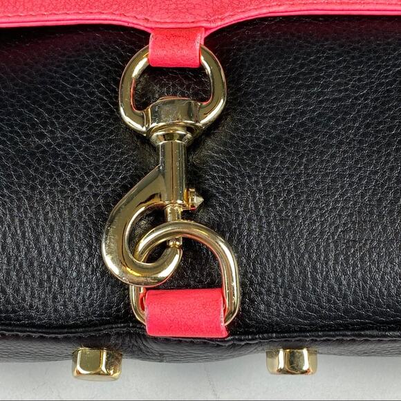 REBECCA MINKOFF Mini Mac Black & Hot Pink Crossbody Bag Handbag with Chain - Picture 13 of 16